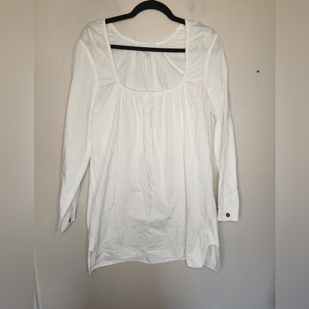 GANNI Organic Poplin Cotton Dress Square Neck | White - Picture 3 of 8